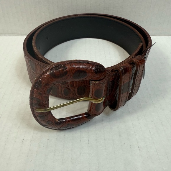 Vintage Moods by Kronos Brown Leather Belt with Brass Buckle Size Medium - Picture 1 of 9